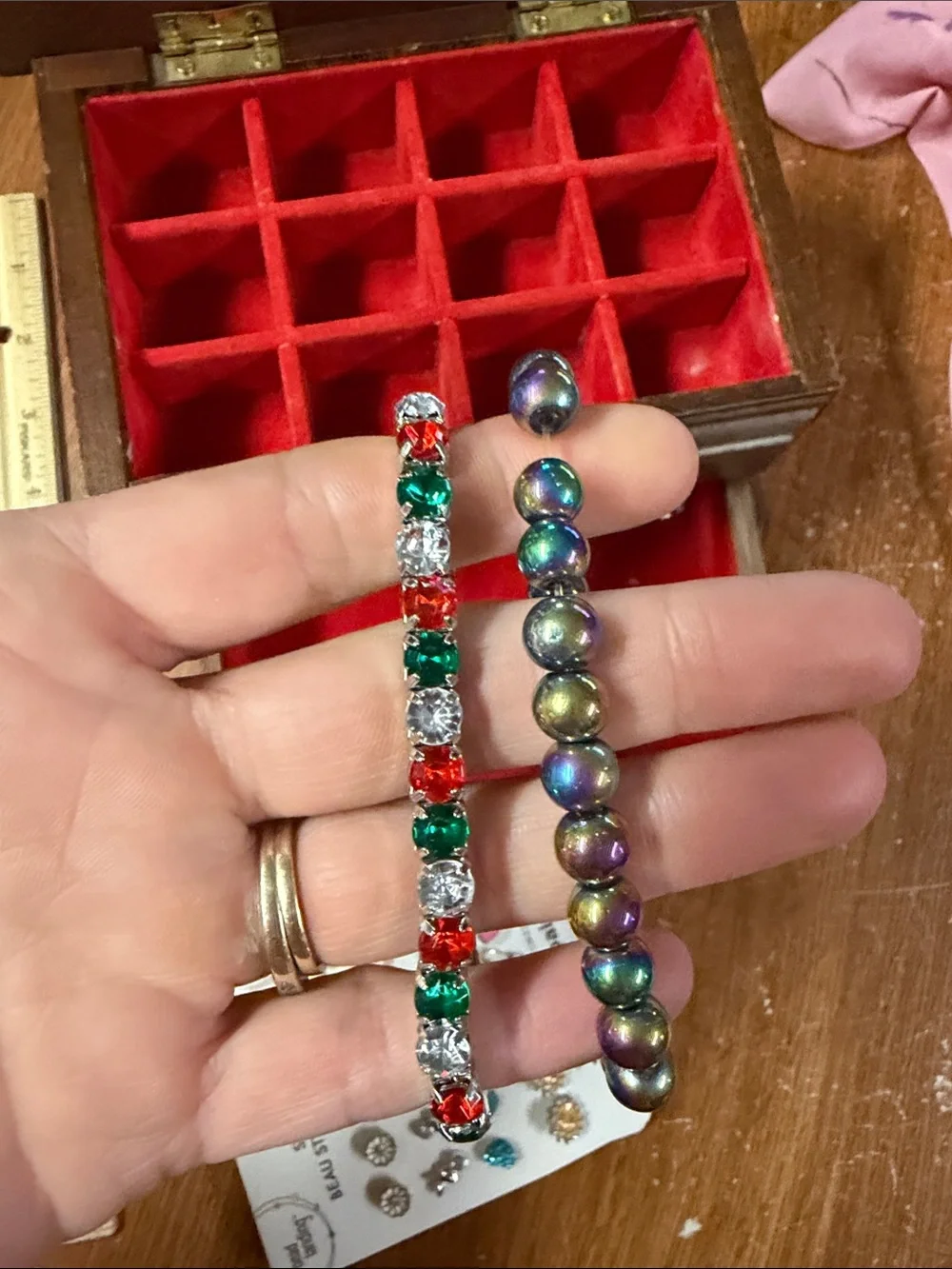 Kids Multicolor Stud Earring & bracelet with jewelry box